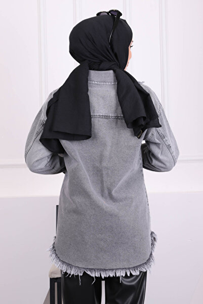 İmajButik Smoked Tasseled Denim Jacket