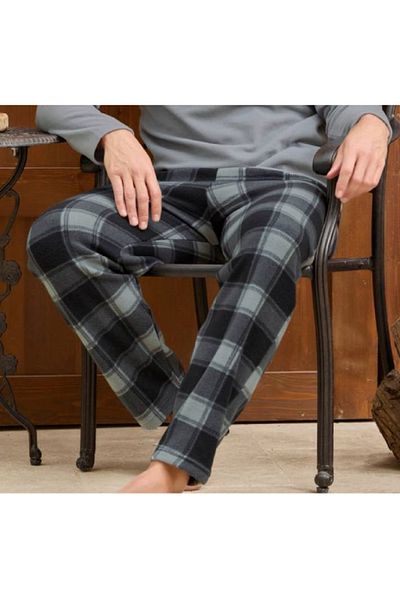 Pijaman Men's Plaid Patterned Fleece Single Bottom