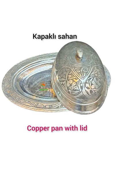 SAFİR Copper Sahan, Copper Lid Presentation Sahan, White Tinned Copper Sahan A Quality Lid Sahan Presentation Holder
