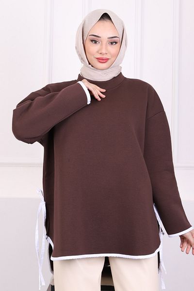 İmajButik Φούτερ σε καφέ πλαϊνό δέσιμο