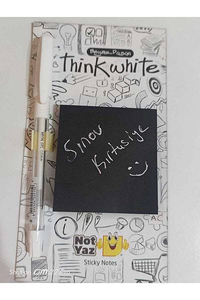 NotYaz Think White Black Adhesive Note Paper / White Pen