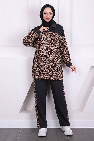 İmajButik Smoked Waist Drawstring Modal Tunic Pants Suit