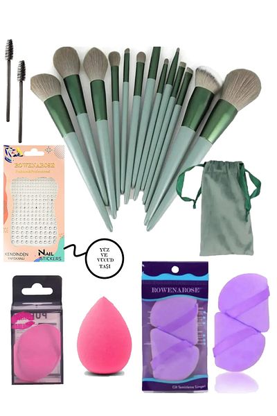 ROWENAROSE 19 Piece Makeup Set - Face and Body Stone Makeup Set with Brush