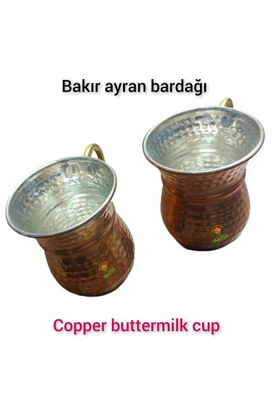 SAFİR ÇAY KAZANLARI 6 Pieces Set Ottoman Culture Water Cup - Copper Ayran Cup, Tinned Copper Cup Hand Embroidered