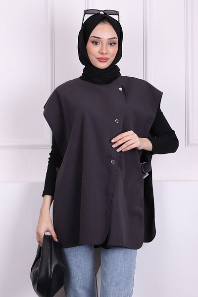 İmajButik سترة أنثراسايت مفصلة مفتوحة الجوانب