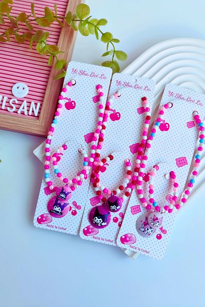 Nisankids Girl's Kuromi Necklace and Bracelet 1 Piece