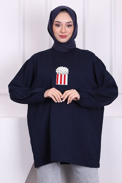 İmajButik Μπλουζάκι Modal με λεπτομέρεια σε μπλε ναυτικό μπροστά
