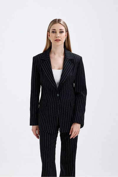 Abay Women's Striped Lined Blazer Jacket Pants Set