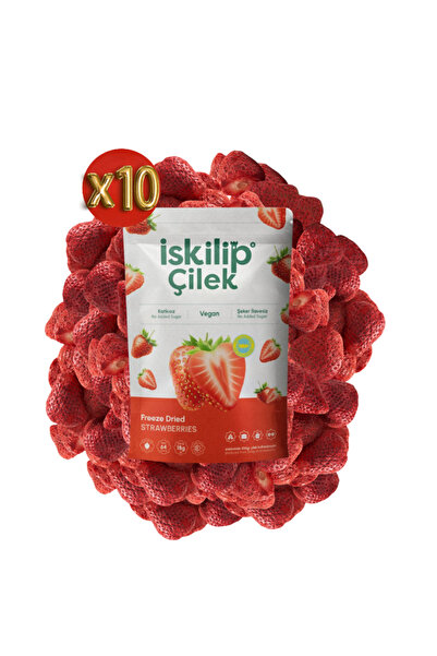 İSKİLİP 10 عبوات من الفراولة المجففة Frezee - رقائق فواكه الفراولة المجففة والتجميد