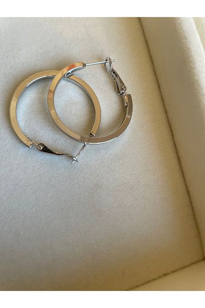 Gizem Eren silver color hoop earrings