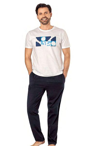 Pierre Cardin 6076 Ανδρικό κοστούμι πιτζάμες με κοντομάνικο λαιμόκοψη-Λευκό