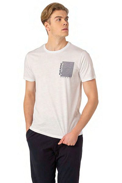 Pierre Cardin 6075 Ανδρικές πιτζάμες με κοντομάνικο λαιμόκοψη-Λευκό
