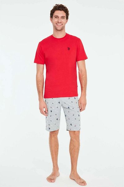U.S. Polo Assn. Мъжки комплект пижама с червена тениска и къси панталони U.S. Polo Assn. 18666 - червен
