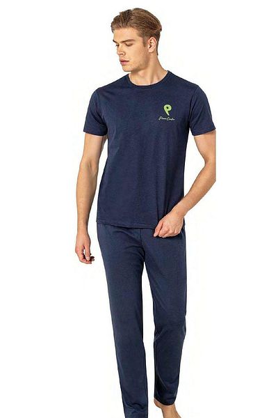 Pierre Cardin 6078 Ανδρικές πιτζάμες με κοντό μανίκι Crew-Indigo