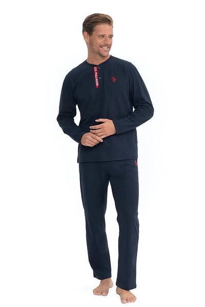 U.S. Polo Assn. Η.Π.Α. Polo Assn. 18837 Ανδρικό σετ πιτζάμες Navy Blue - Μακρύ μανίκι και στρογγυλή λαιμόκοψη