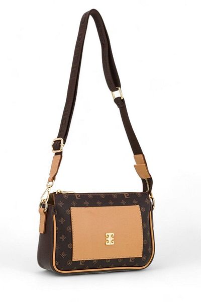 Pierre Cardin Monogram Καφέ γυναικεία τσάντα χιαστί 05pc24y521-mn