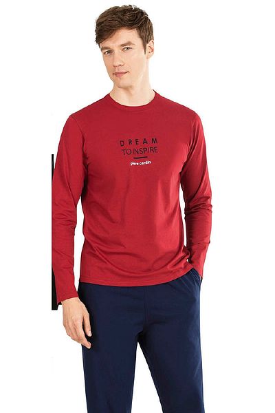 Pierre Cardin 6035 Ανδρικό Σετ Πυτζάμες Μακρυμάνικο-μπορντό