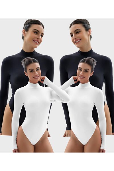 JustMORE Body cu mânecă lungă, 4 piese, cu închidere automată