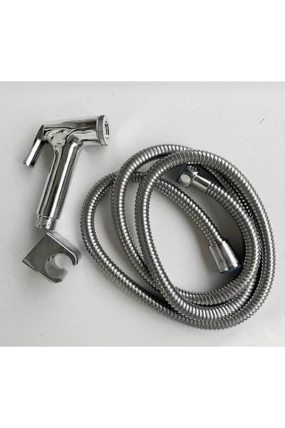 By-Ka Bidet Spiral with Gun 3/8 Outlet Bidet with Stainless Double Clamp Steel Hose