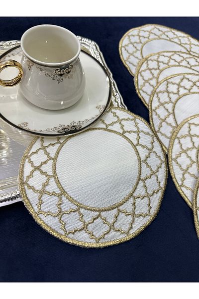 Home 6 Pieces of Embroidered Glazing Party Napkins - Presentation, Cocktail, Coffee Side and Coasters