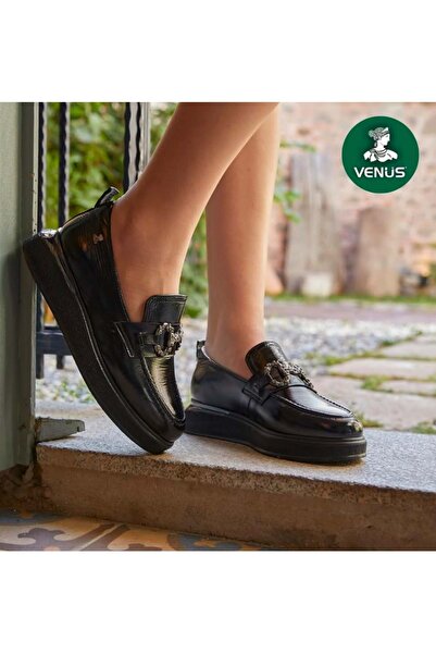 Venüs 2451401k Жіночі шкіряні черевики з пряжкою - Чорні лаковані - 36