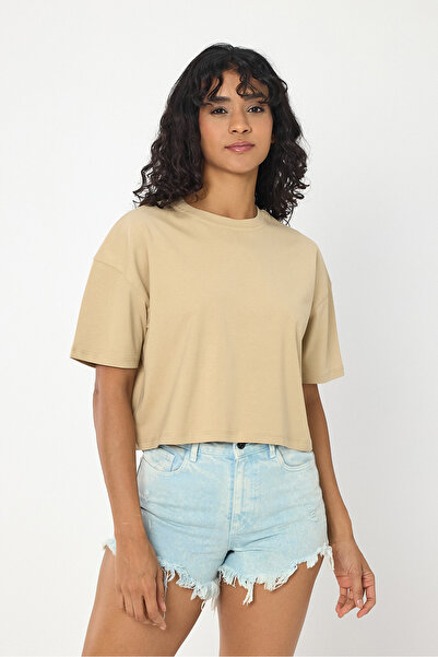 VEK Oversize Crop T-shirt 100% βαμβάκι
