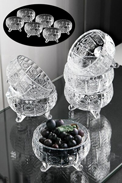 Apiko Shop مجموعة أوعية زجاجية على شكل قدم، وعاء زجاجي للوجبات الخفيفة مكون م...