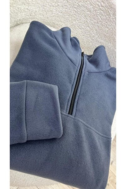 KILIÇ MODA Unisex Standard Fit Comfortable Cut Non-Pasping Cold-Proof Grey Start Neck Fleece