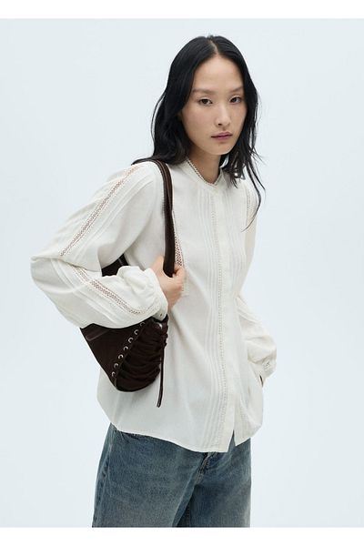 MANGO Woman Blouse with embroidery detail