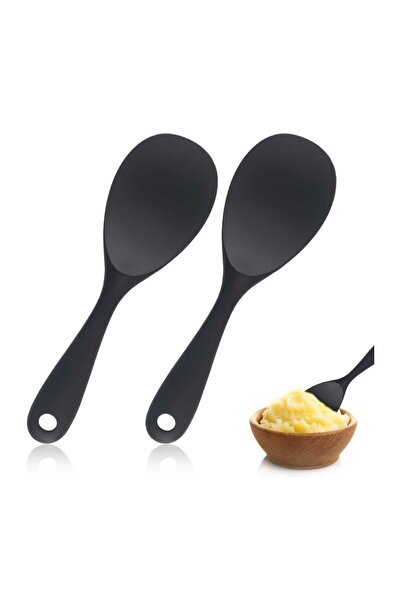 elfnur 3 Pieces Heat Resistant Hard Tip Fireproof Food Serving Set - 28 cm Spoon 23 cm
