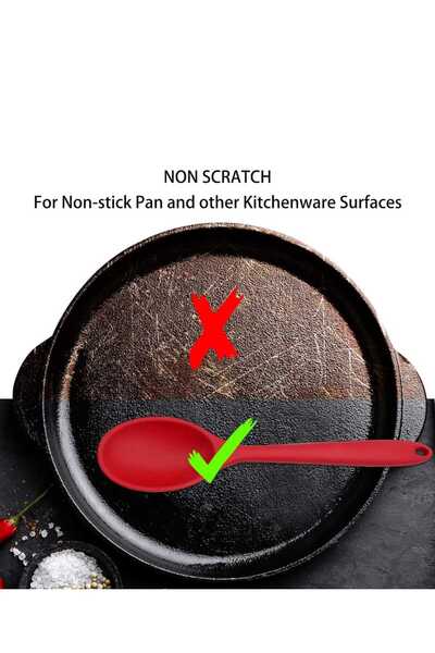 elfnur طقم تقديم طعام مقاوم للحريق بطرف صلب مقاوم للحرارة - ملعقة 28 سم - 23 سم