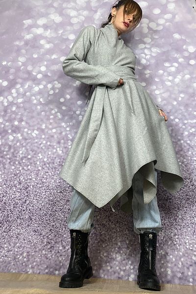 Quincey Light Gray Asymetric Cut Spoon Jacket