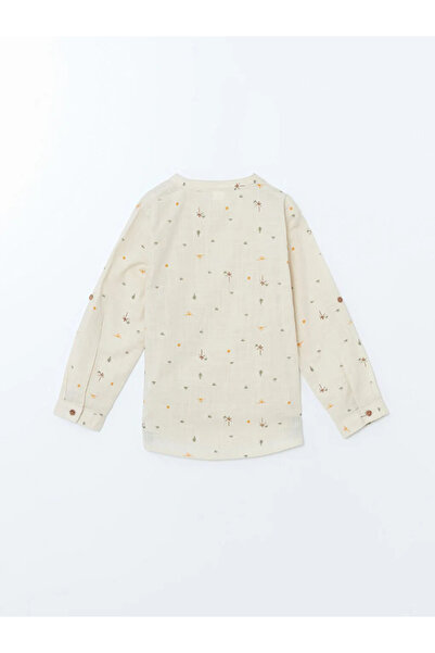 LC Waikiki Lcw Kids Ecru Judge Collar Printed Boy's Shirt