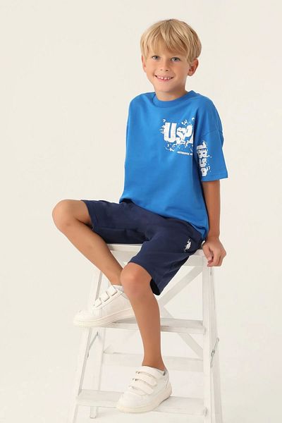 U.S. Polo Assn. Costum bermudă pentru băieți, cu licență autentică de cobalt, U.S. Polo Assn