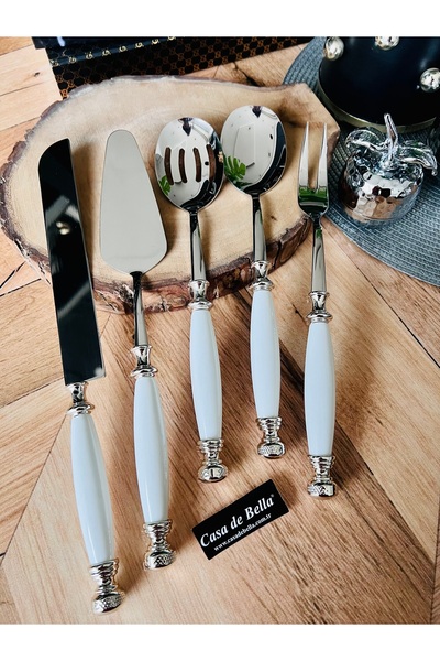 CASA DE BELLA Gümüş Şeritli 5 Parça Avangard Servis Seti
