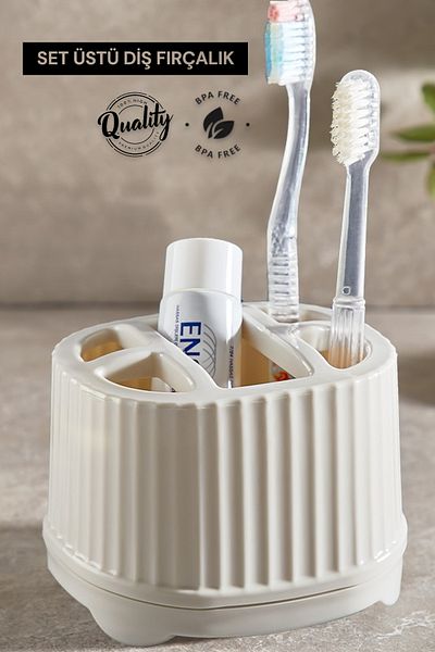 QLUX IDEAS Οδοντόβουρτσα Οδοντόκρεμα Σετ Οδοντόβουρτσας 5 θέσεων Organizer μακιγιάζ