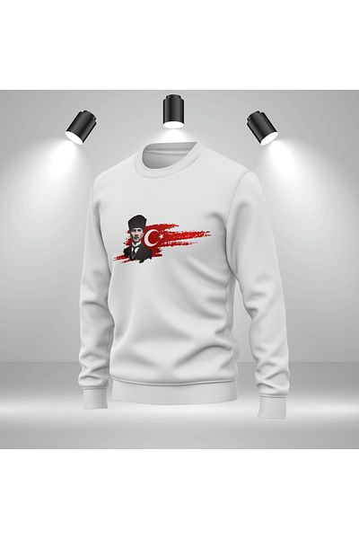 Bulvar Lee Men's Zero Neck Casual 95% Cotton 5% Lycra Ataturk Printed Sweatshirt
