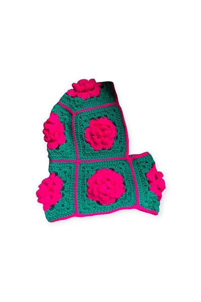 ThreadArtByNur Rose Motif Crochet Balaclava Hand Knitted Neck Collar Beanie, Knit Hat