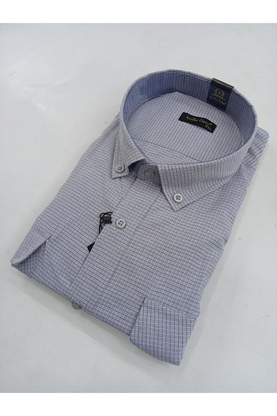 ATİLLA ÖZER Battal Large Size Double Pocket Pocket Pocket Cover Stripes Men's Shirt