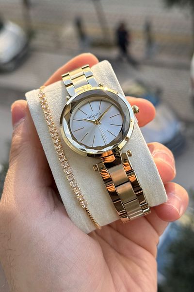 Homies Women's Wrist Watch Cutout Glass Gift Box Bracelet Gift - Hm 4384659423