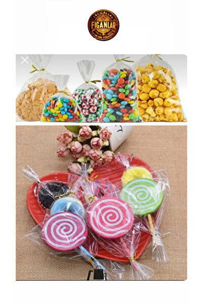 figanlar ambalaj 100 adet Şeffaf Parlak Bantsız Jelatin Poşet 10x20cm Kurabiye Aksesuar Paketleme Poşeti