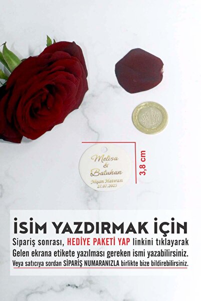 Vice Gold Renk Baskılı Etiket - Kişiye Özel Hediyelik Etiketi -100 Adet Nikah Etiketi (3,8 CM)