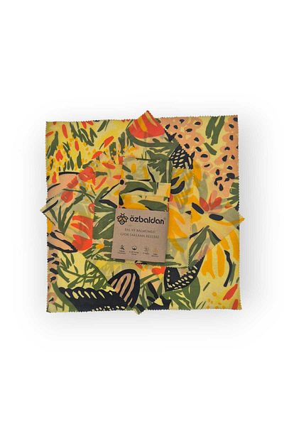 ÖZBALDAN Wax - Reusable Food Storage Cloth 3 Piece Set, Colorful (20X20/30X30/40X40Cm)