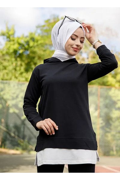 MOD10 Black Garnished Hooded Sports Suit
