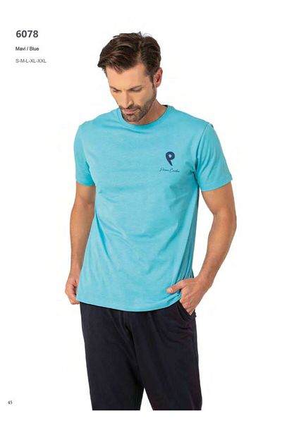 Pierre Cardin Set pijamale bărbați din bumbac pieptănat cu mâneci scurte THCLVR.60.78PC.VR