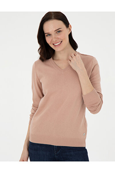 Pierre Cardin Pudra Slim Fit V Yaka Basic Kazak 50300803-VR042