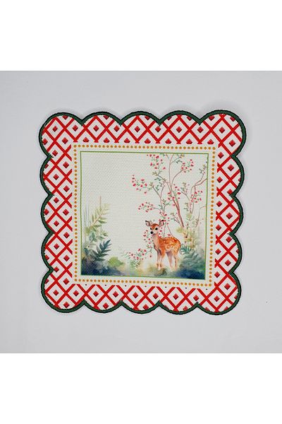 DECO Decorative Frame Gazelle Patterned Embroidered Cocktail Napkin