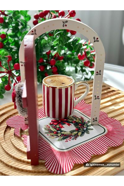 DECO Christmas Ornament Patterned Decorative Washable Napkin - 1 Piece
