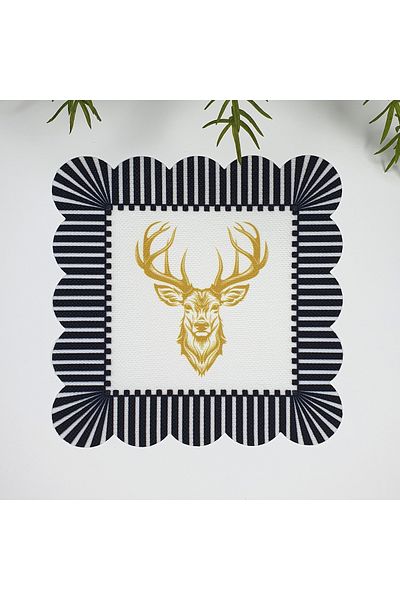 decofav Gold Edge Deer - Ύφασμα με σχέδιο κομμένο με λέιζερ, 1 χαρτοπετσέτα κοκτέιλ