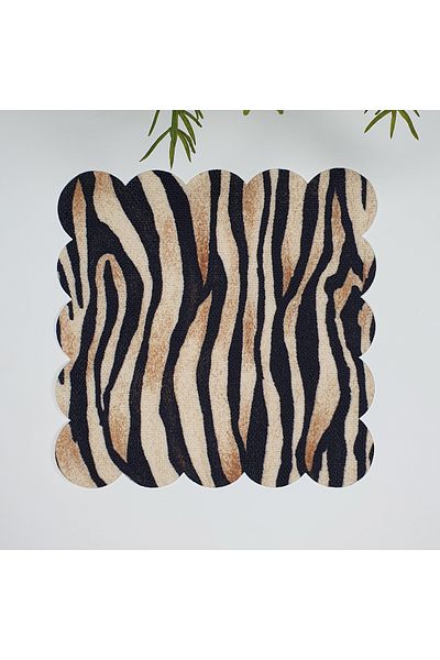DECO Zebra Stripes Patterned Laser Cut Fabric Cocktail Napkin 1 Piece